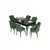 Hanah Home Set Trpezarijski sto i 6 stolica Eva, Zeleno-crni