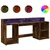 Radni stol s LED svjetlima boja hrasta 200x55x91 cm drveni