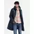 Ombre Mens quilted long jacket with large pockets - navy blue