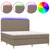 Vidaxl Box spring postelja z vzmetnico LED taupe 160x200 cm blago