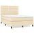 Vidaxl Box spring postelja z vzmetnico krem 140x190 cm blago