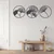 WallXpert metalni zidni ukras 5256, listovi ginka u 3 kružna panela, 38 x 38 cm, crni