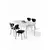 HANAH HOME Raskopivi trpezarijski sto i stolice (5 delova) Exve White Black