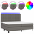 Krevet box spring s madracem LED sivi 200x200cm od umjetne kože