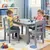 Kinder Home dečiji sto sa 4 stolice – drveni dečiji sto za igru i učenje, sivi set ( TF-6645-G )