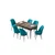 Hanah Home Set Trpezarijski sto i 6 stolica Zen, Tirkizno-braon