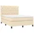 Vidaxl Box spring postelja z vzmetnico krem 140x200 cm blago