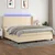 Vidaxl Box spring postelja z vzmetnico LED krem 200x200 cm blago