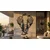 WallXpert metalni zidni ukras 5511, slon od krošnji drveća sa pticama, 71 x 90 cm, crni