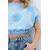 Trend Alacati Stili Ženska bluza kratkih rukava Alc-X13769, Brod izrez, Svetloplava
