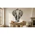 WallXpert metalni zidni ukras 5511, slon od krošnji drveća sa pticama, 71 x 90 cm, crni