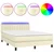 vidaXL Box spring postelja z vzmetnico LED krem 140x200cm umetno usnje