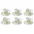 Set of 6 coffee cups with saucers, porcelain, 100 ml, Fleurs et Citro