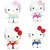 HELLO KITTY sedeči pliš 16 cm - mešanica barv (roza, modra, rdeča, svetlo modra)