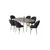 Hanah Home trpezarijski set Jita, sto i 6 stolica, antracit ploča Irony, hromirane noge, antracit tkanina Babyface
