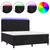 Greatstore Box spring postelja z vzmetnico LED črna 180x200 cm žamet