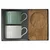 2-piece porcelain mug set, with wooden saucers, 250ml, Take a Break,