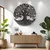 WallXpert metalni zidni ukras DCV-1073-MT, drvo života sa pticama i korenjem, 80 x 80 cm, crni