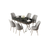 Hanah Home Set Trpezarijski sto i 6 stolica Lai, Sivo-crni