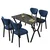HANAH HOME Set Trpezarijski sto i 4 stolice Elma Navy Blue Black