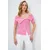 Trend Alacati Stili Ženska bluza kratkih rukava Alc-X13664, Brod izrez, Roze