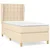 Vidaxl Box spring postelja z vzmetnico krem 100x200 cm blago