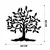 Wallity Zidna dekoracija Kalp Agac, 70x70 cm, 1.2mm, Crna