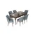 Hanah Home Set Trpezarijski sto i 6 stolica Nef, Sivo-braon