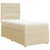 Vidaxl Box spring postelja z vzmetnico krem 90x200 cm blago