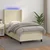 Vidaxl Box spring postelja z vzmetnico LED krem 100x200cm umetno usnje