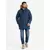 Ombre Mens long parka jacket with flared bottom - navy blue