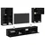 Set Zidnog TV Ormara s LED Osvjetljenjem Zidne 7 pcs Crni hrast