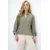 Trend Alacati Stili Ženska bluza dugih rukava Alc-X13877, V-izrez, Zelena