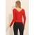 Trend Alacati Stili Ženska bluza dugih rukava ALC-X11246, V-izrez, Crvena