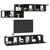 Set TV komoda s ladicama 7 pcs Crni hrast Konstruirano drvo