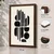 WallXpert uramljena MDF slika 3752KACT-024, apstraktne crne geometrijske forme na krem pozadini, 37 x 52 cm