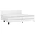Vidaxl Box spring postelja z vzmetnico LED bela 200x200cm umetno usnje