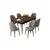Hanah Home trpezarijski set Rut, sto na razvlačenje i 6 stolica, ploča u dekoru drveta Baroque, siva tkanina Babyface