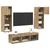 TV zidne jedinice Zidne 5 pcs Crni hrast Konstruirano drvo