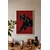 WallXpert uramljena slika 115261, crni panter sa ogrlicom na crvenoj pozadini, 30 x 40 cm, beli ram