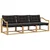 Set vanjskih sofa s jastukom 3 pcs Bijela i crna