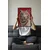 WallXpert uramljena slika 115275, beli tigar na crvenoj pozadini, 30 x 40 cm, crni ram