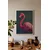 WallXpert uramljena slika 115228, ružičasti flamingo na tamnozelenoj pozadini, 50 x 70 cm, beli ram