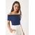 Bianco Lucci Ženska bluza na kratake rukave 60284012, Brod izrez, Tamnoplava