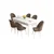 Hanah Home Set Trpezarijski sto i 6 stolica Roz, Braon-beli