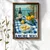 WallXpert uramljena MDF slika NAL007-70, trpeza sa vinom, limunovima i raviolama iznad mora, natpis Amore Mio, 50 x 70 cm