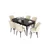 Hanah Home Set Trpezarijski sto i 6 stolica Eva, Krem-crni