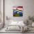 WallXpert slika na kaljenom staklu Kgls_2058, planina i vodopad pod ružičastim nebom u zalasku sunca, 40 x 40 cm