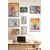 WallXpert set od 8 uramljenih slika Çgs-079, šareni pop-art motivi – koktel tekila, zalazak sunca, gramofonska ploča i bazen, crni ram