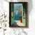 WallXpert uramljena MDF slika NAL157-70, pogled kroz zelene škure na more i jedrilicu, 50 x 70 cm